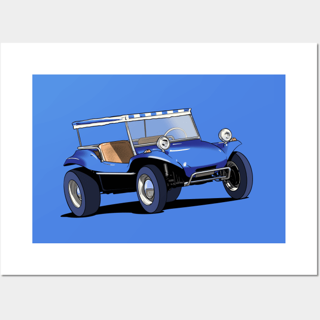 Blue Manx Beach Buggy Wall Art by Webazoot